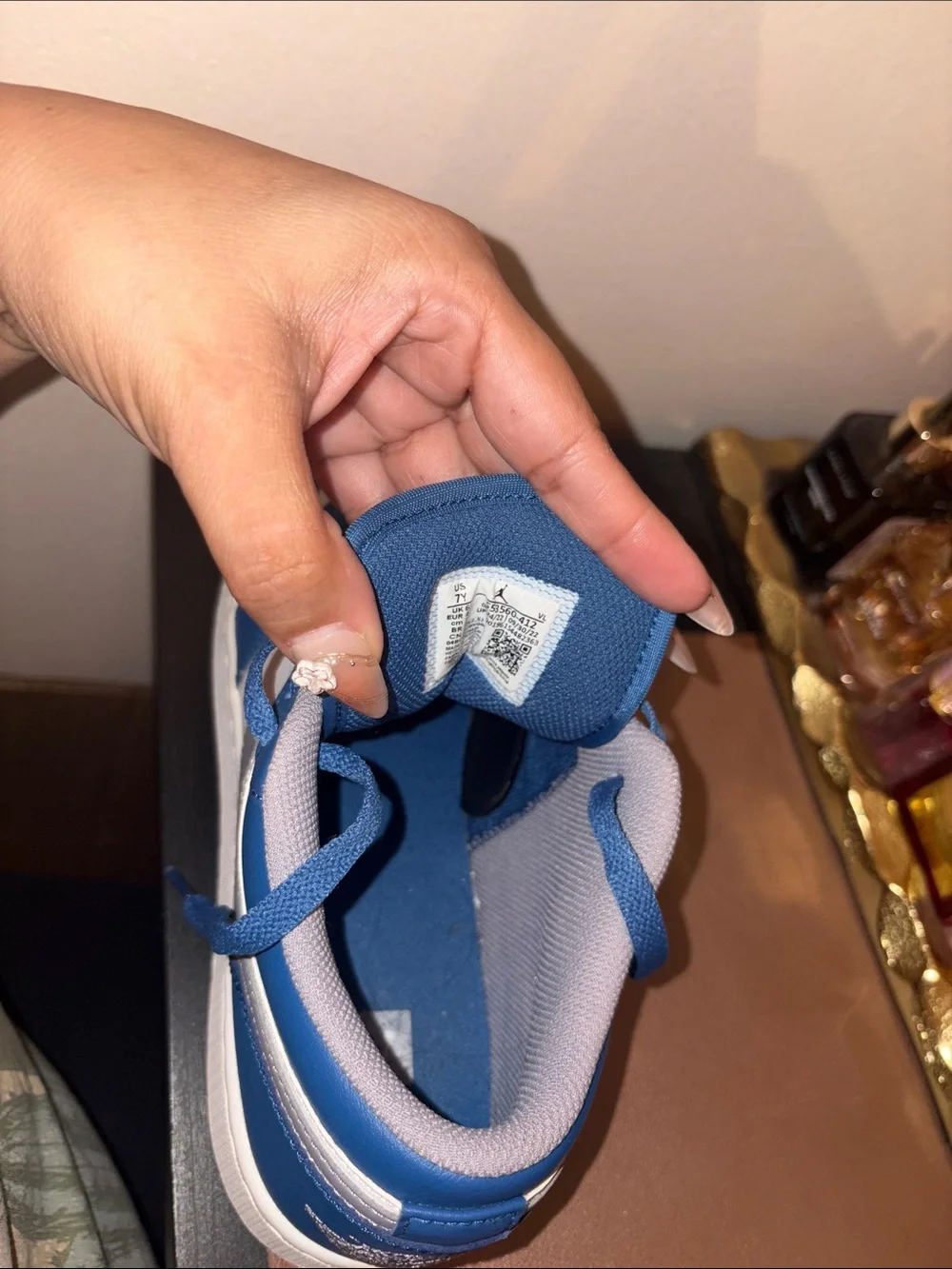 Air Jordan 1 Low-Top Sneakers in White and Blue